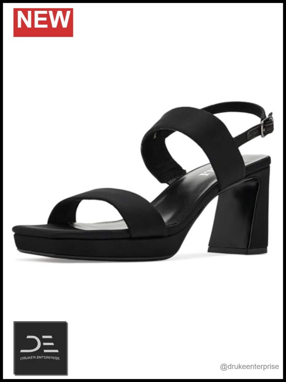 Womens Heeled Sandals Leather Block Heel Square Toe Dress Shoes